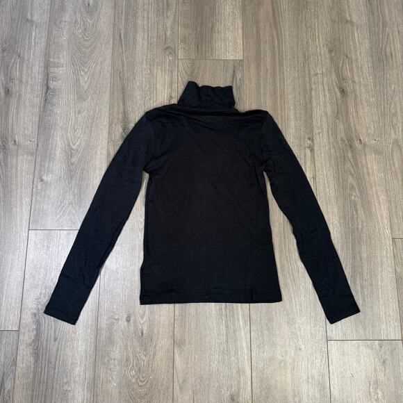 J.Crew Tissue Crepe Turtleneck Shirt WMNS XS Black Long Sleeve Pullover Cotton - Picture 5 of 7